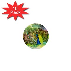 Peacock Digital Painting 1  Mini Buttons (10 Pack)  by Simbadda