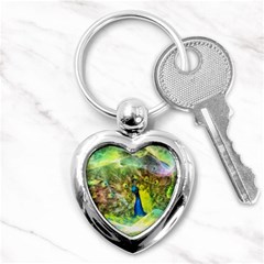 Peacock Digital Painting Key Chains (heart)  by Simbadda