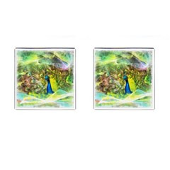 Peacock Digital Painting Cufflinks (square) by Simbadda