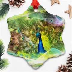 Peacock Digital Painting Snowflake Ornament (two Sides) by Simbadda