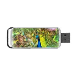 Peacock Digital Painting Portable Usb Flash (two Sides) by Simbadda