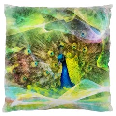 Peacock Digital Painting Standard Flano Cushion Case (two Sides) by Simbadda