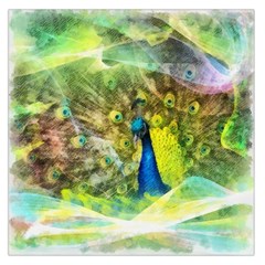 Peacock Digital Painting Large Satin Scarf (square) by Simbadda