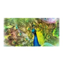 Peacock Digital Painting Satin Wrap by Simbadda