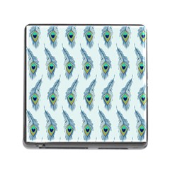 Background Of Beautiful Peacock Feathers Wallpaper For Scrapbooking Memory Card Reader (square) by Simbadda