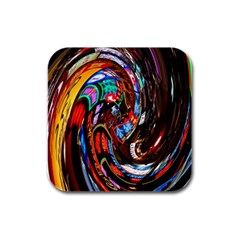 Abstract Chinese Inspired Background Rubber Square Coaster (4 Pack)  by Simbadda