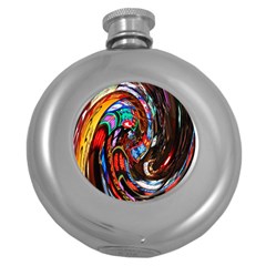 Abstract Chinese Inspired Background Round Hip Flask (5 Oz) by Simbadda