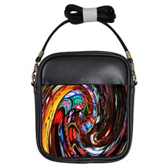 Abstract Chinese Inspired Background Girls Sling Bags by Simbadda