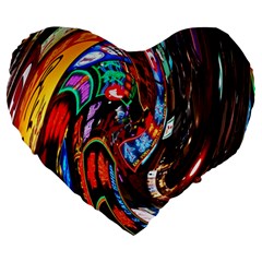 Abstract Chinese Inspired Background Large 19  Premium Heart Shape Cushions by Simbadda