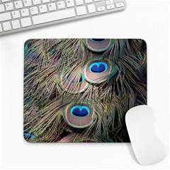 Colorful Peacock Feathers Background Large Mousepads by Simbadda