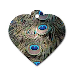 Colorful Peacock Feathers Background Dog Tag Heart (one Side) by Simbadda