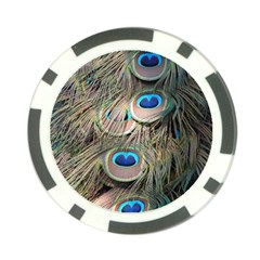 Colorful Peacock Feathers Background Poker Chip Card Guard by Simbadda