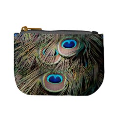 Colorful Peacock Feathers Background Mini Coin Purses by Simbadda