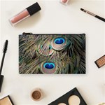 Colorful Peacock Feathers Background Cosmetic Bag (Small)  Front