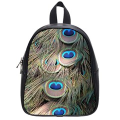 Colorful Peacock Feathers Background School Bags (small)  by Simbadda