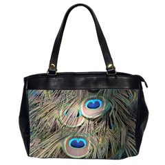 Colorful Peacock Feathers Background Office Handbags (2 Sides)  by Simbadda