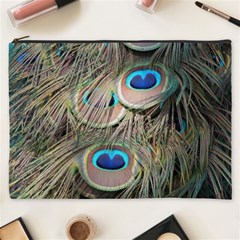 Colorful Peacock Feathers Background Cosmetic Bag (xxxl)  by Simbadda