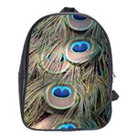 Colorful Peacock Feathers Background School Bags (XL)  Front