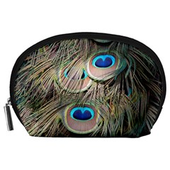 Colorful Peacock Feathers Background Accessory Pouches (large)  by Simbadda