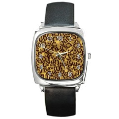 Seamless Animal Fur Pattern Square Metal Watch by Simbadda