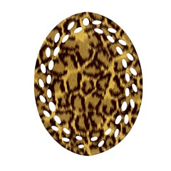 Seamless Animal Fur Pattern Oval Filigree Ornament (two Sides)