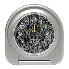 Gray Background Pattern Travel Alarm Clocks by Simbadda