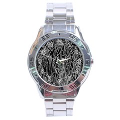 Gray Background Pattern Stainless Steel Analogue Watch by Simbadda