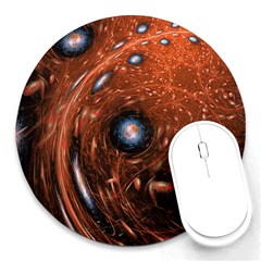 Fractal Peacock World Background Round Mousepads by Simbadda