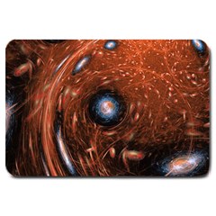 Fractal Peacock World Background Large Doormat  by Simbadda