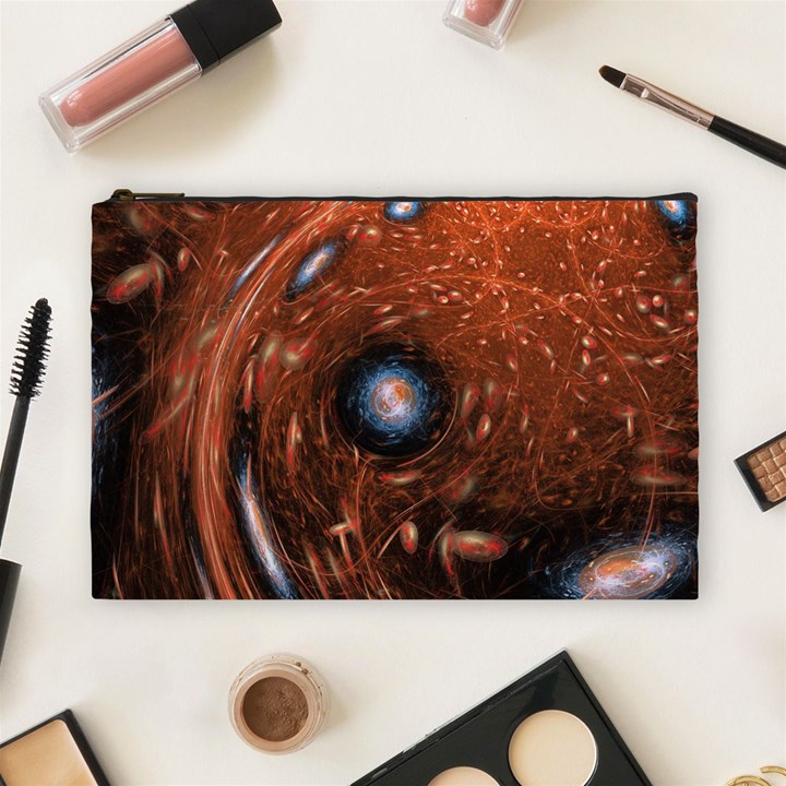 Fractal Peacock World Background Cosmetic Bag (Large) 