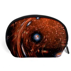 Fractal Peacock World Background Accessory Pouches (large)  by Simbadda