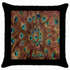 Peacock Pattern Background Throw Pillow Case (black) by Simbadda