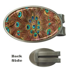 Peacock Pattern Background Money Clips (oval)  by Simbadda