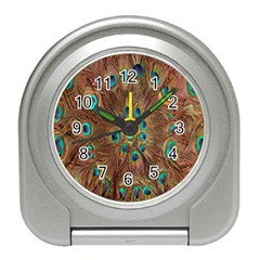 Peacock Pattern Background Travel Alarm Clocks by Simbadda