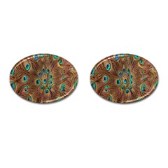 Peacock Pattern Background Cufflinks (oval) by Simbadda