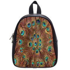 Peacock Pattern Background School Bags (small)  by Simbadda