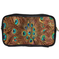 Peacock Pattern Background Toiletries Bags 2-side by Simbadda