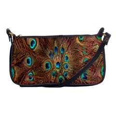 Peacock Pattern Background Shoulder Clutch Bags by Simbadda