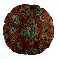 Peacock Pattern Background Large 18  Premium Round Cushions by Simbadda