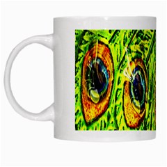 Glass Tile Peacock Feathers White Mugs by Simbadda