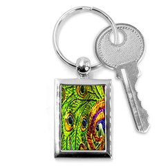 Glass Tile Peacock Feathers Key Chains (rectangle)  by Simbadda