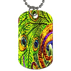 Glass Tile Peacock Feathers Dog Tag (one Side) by Simbadda