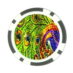 Glass Tile Peacock Feathers Poker Chip Card Guard (10 Pack) by Simbadda