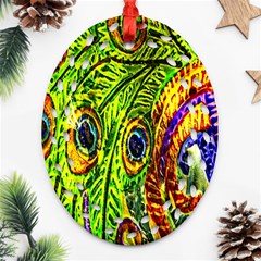 Glass Tile Peacock Feathers Oval Filigree Ornament (two Sides) by Simbadda