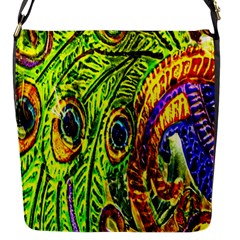 Glass Tile Peacock Feathers Flap Messenger Bag (s) by Simbadda