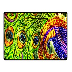 Glass Tile Peacock Feathers Double Sided Fleece Blanket (small)  by Simbadda