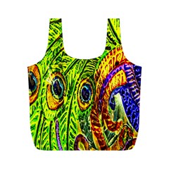 Glass Tile Peacock Feathers Full Print Recycle Bags (m)  by Simbadda