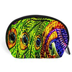 Glass Tile Peacock Feathers Accessory Pouches (large)  by Simbadda