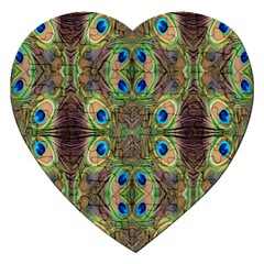 Beautiful Peacock Feathers Seamless Abstract Wallpaper Background Jigsaw Puzzle (heart) by Simbadda