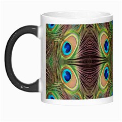 Beautiful Peacock Feathers Seamless Abstract Wallpaper Background Morph Mugs by Simbadda